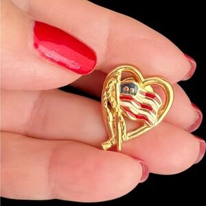 Vintage Avon heart lapel gold tone